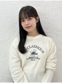 暗髪透明感オリーブグレージュカラーワンカールミディアムヘア