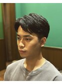 メンズ七三分け　ニュアンスパーマ　ビジネススタイル　上野