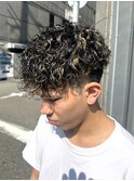 メッシュフェザーパーマサーフカール刈り上げセンターパート☆