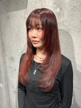 アンサム 下北沢店(UNSOME) レイヤーカット/オレンジレッドカラー/ブリーチ無しダブルカラー