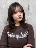 美髪ワンカールレイヤーミディアムシースルーバングヘア