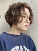 天神大名ショートボブパーマタッセルボブ顔周りレイヤーカット