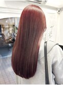 【白石】ブリーチなしチェリーレッド暖色ロング艶カラー原宿