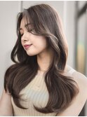 フェミニンカール大人ヘアモテ髪前髪パーマオフィスヘア