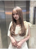 韓国風レイヤーカット/ミルクティーベージュ/ブリーチカラー