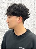 メンズサーフカールフェザーパーマメンズ刈り上げセンターパート