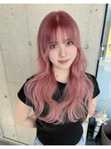ピンクカラーハイトーン艶髪