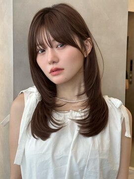 オムニス 表参道(Omnis) 韓国顔まわりレイヤーハッシュカット暗髪ブラウンカラー髪質改善