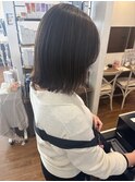 極細ハイライト　切りっぱなし　ボブ