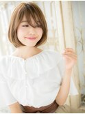 *mod's姪浜*…斜めバングx暖色系カラーワンカールグラボブd