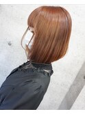 丸みボブ×オレンジブラウン
