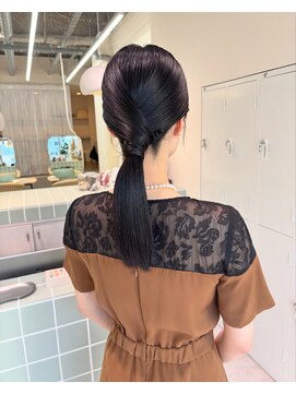 ネウィ 広島(newi) 結婚式お呼ばれタイトポニー/シニヨン/カチモリ/個性ヘアセット