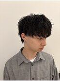 ナチュラルパーマ くせ毛風 メンズ刈り上げマッシュショート