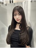 夏の小顔ロングレイヤーカット顔周りシールエクステブルーカラー