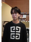 メンズセンターパートカルマヘアコンマバング韓国ヘア眉毛カット