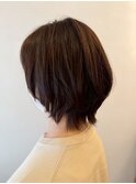 ナチュラルブラウン外ハネボブ/大人可愛いボブスタイル