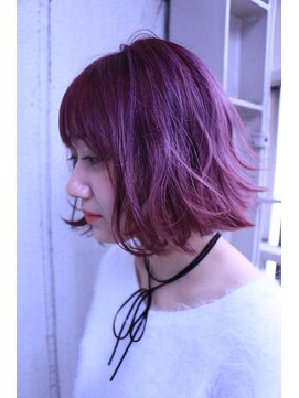 ヘアサロンエムフィス 池袋東口(HAIR SALON M Fe's) 【M／Berry　Pink】外ハネニュアンスカール