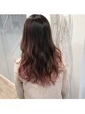 外国人風グラデカラー　裾カラーピンク
