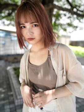 ジェム(GEM) ぱっつとボブとピンクベージュ