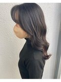 20代30代大人かわいい韓国風グレーベージュ前髪 レイヤーロング