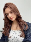 ベージュインナーカラーショートボブレイヤーミディアム前髪