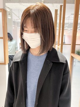 ラミエ バイ メルト 吉祥寺(lamie by melt) "久保田"地毛風縮毛矯正ストレートグレーベージュぷつっとボブ