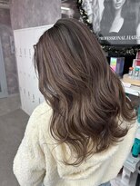 ワンズリー 本厚木店(ONE's ly) 黒髪/前髪パーマ/グレーベージュ/レイヤーロング/ダブルカラー