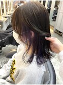 インナーカラー パープル 表参道 外ハネミディアム