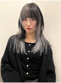 ウルフカット×セクションカラー シルバー×アッシュブラック