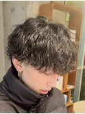 渋谷メンズミディアムパーママッシュウルフカットシャドウパーマ