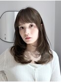 イメチェン／レイヤーカット／オリーブベージュ／大手町