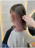 ホワイトグレージュミニウルフチェリーブラウンデジタルパーマ