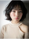 シースルーバングアッシュブラックボブウルフw浦和20代30代40代