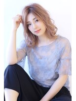 オーロ 宝塚店(ORO)&nbsp;20代30代40代50代斜めバング前髪ピンクベージュマチルダボブ