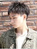 ハーフアップバング束感ショートソフトツイストパーマ刈り上げ
