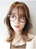 20代30代小顔ひし形大人かわいいウルフミディアムレイヤー