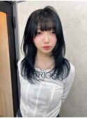 レイヤーカット/ハイレイヤー/ブルーブラック/透明感カラー