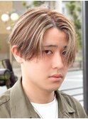 センターパートブリーチダブルカラーフェイスフレーミング