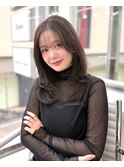韓国顔まわりレイヤーカットグレージュオリーブベージュブラウン