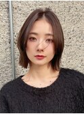 切りっぱなしボブナチュラルボブミディアム前髪縮毛矯正表参道