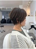 40代50代60代ショートボブ丸みショート白髪ぼかし