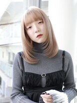 エムスラッシュ 横浜元町店(M.SLASH)&nbsp;顔まわりレイヤー/ぱっつん前髪/ホワイトブロンド/艶髪