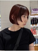 ボブ/切りっぱなしボブ/顔まわりレイヤー/ブリーチなしカラー