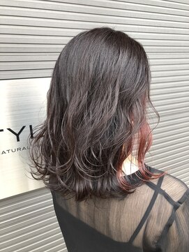 スタイル(STYLE) 20代大人ミディアムオレンジシースルーバングサイドバング