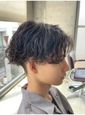 波巻きスパイラルパーマセンターパート波巻きパーマツーブロック