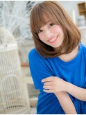 レイヤーミディアム斜めバングパールベージュc5越谷20代30代40代