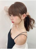 大人可愛い流し前髪小顔顔周り後れ毛カットヘアアレンジ