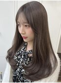 韓国ヘア/ナチュラルレイヤーカット/シースルー前髪グレージュ