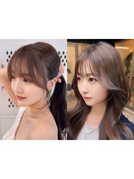 《韓国風カット＊小顔》ミリ単位で創る前髪カットとふんわり揺れるおくれ毛♪計算し尽くした可愛いヘアを◎