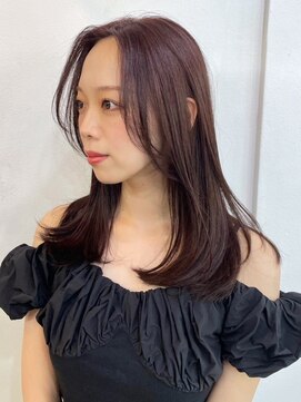 ロイオブジゼル(roi of GiseL) センターパート カシスブラウン ブリーチなしカラー 艶髪